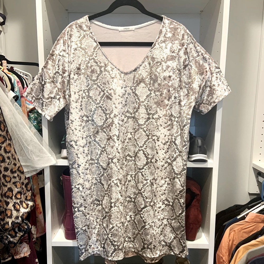 Once Bitten Taupe Snake Print Dress